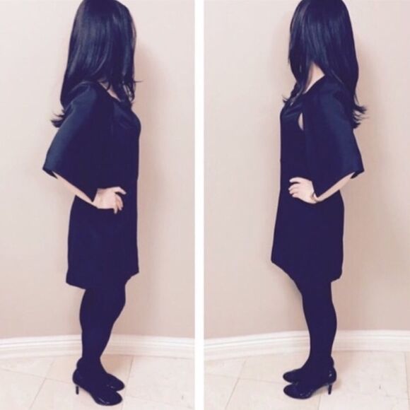 🍸 Black Capelet Tunic Cocktail Dress 🍸 - Picture 5 of 6